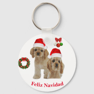 Cocker spaniel Feliz Navidad  Key Ring