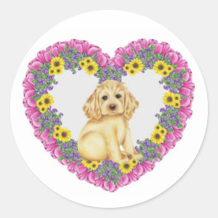 Cocker Spaniel Floral Classic Round Sticker