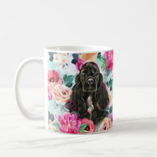 Cocker spaniel floral mug