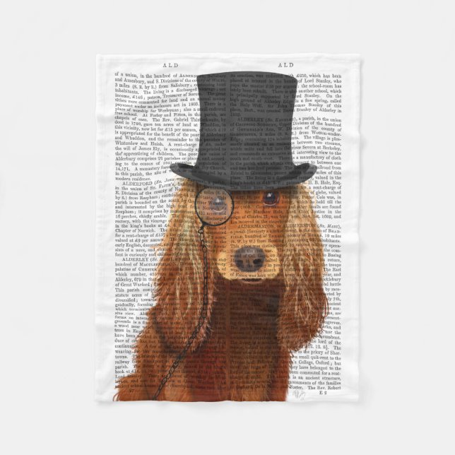 Cocker Spaniel, Formal Hound and Hat Fleece Blanket (Front)