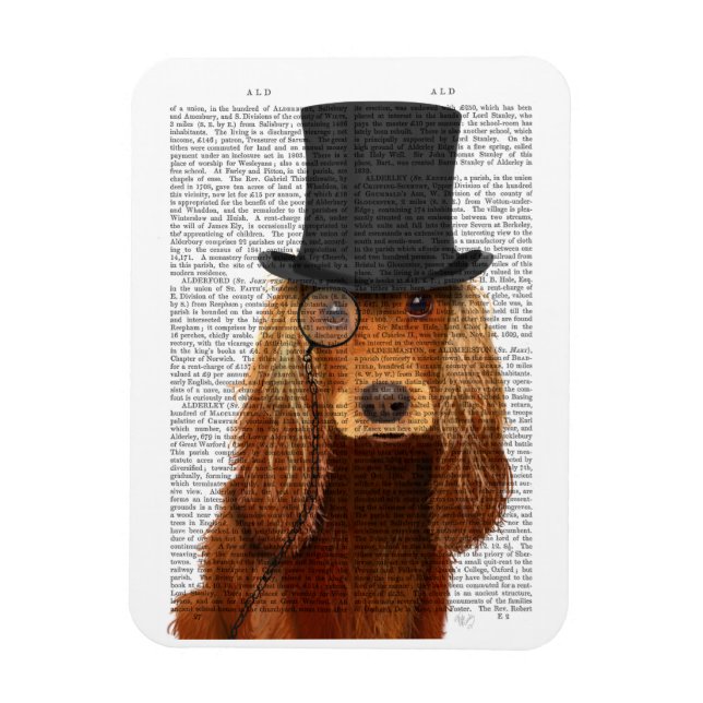 Cocker Spaniel, Formal Hound and Hat Magnet (Vertical)