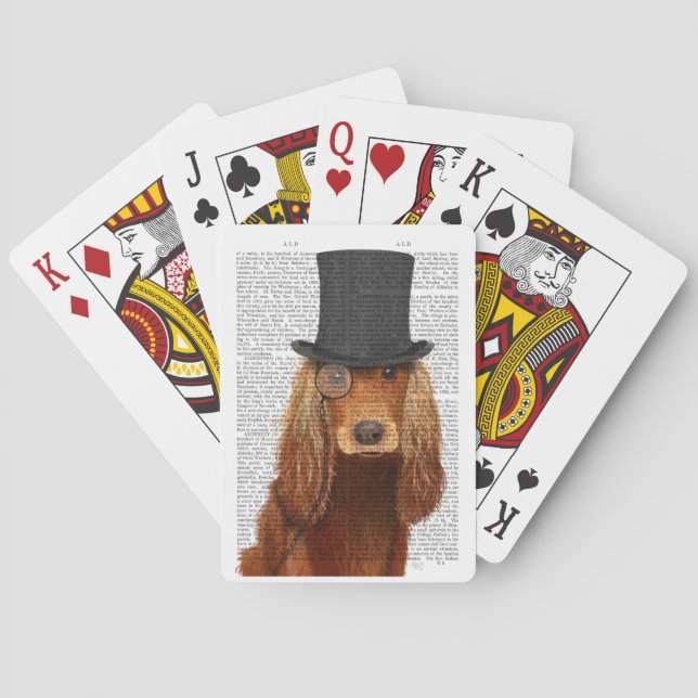 Cocker Spaniel, Formal Hound and Hat Playing Cards (Back)