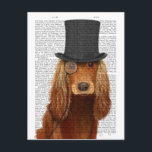 Cocker Spaniel, Formal Hound and Hat Postcard<br><div class="desc">Cocker Spaniel,  Formal Hound and Hat by FabFunky. Features a dapper cocker spaniel wearing a fun tophat and monocle. | 191415D</div>