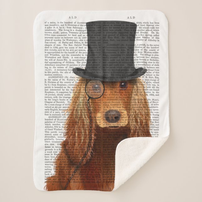 Cocker Spaniel, Formal Hound and Hat Sherpa Blanket (Front)