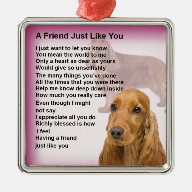 Cocker Spaniel - Friend Poem Metal Tree Decoration (Front)