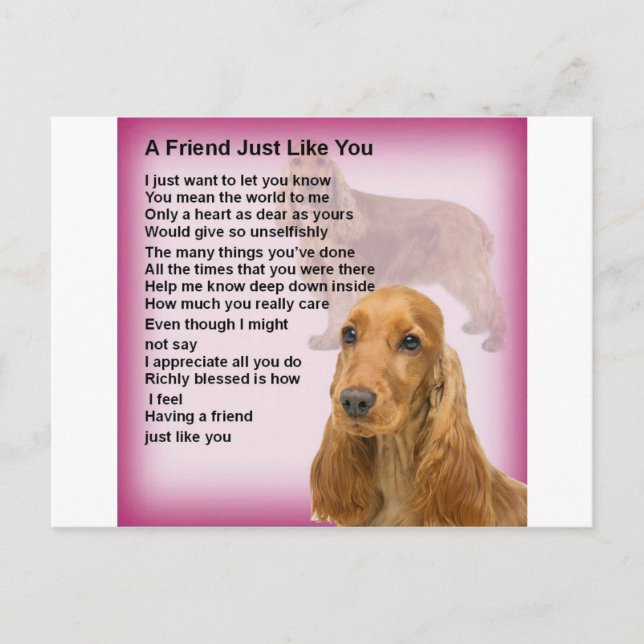 Cocker Spaniel - Friend Poem Postcard (Front)