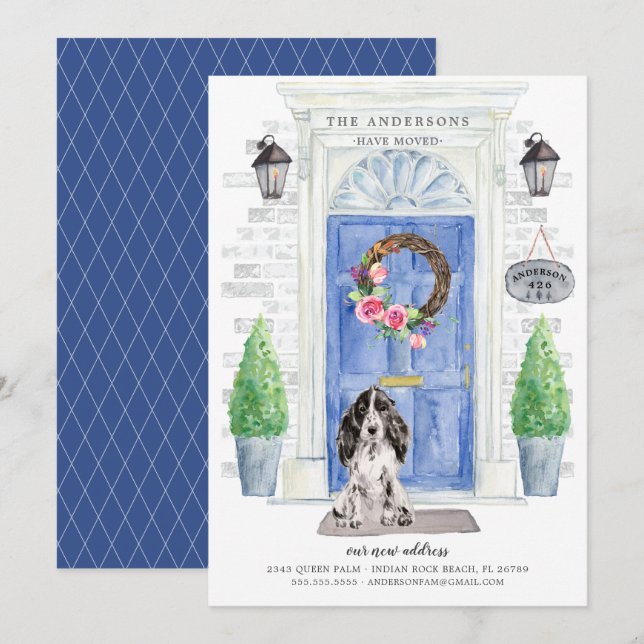 Cocker Spaniel Front Door Moving Announcement (Front/Back)