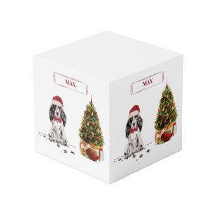 Cocker Spaniel Funny Christmas Dog with Tree Cube