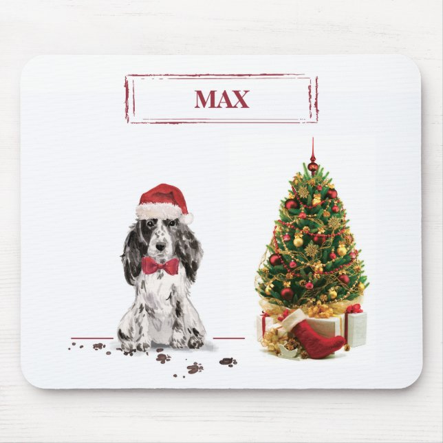 Cocker Spaniel Funny Christmas Dog with Tree Mouse Mat (Front)