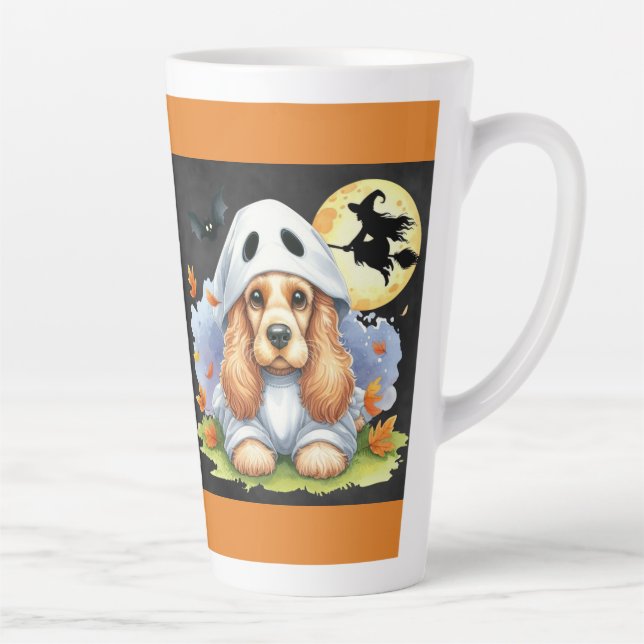 Cocker Spaniel Ghost Halloween Latte Mug (Right)