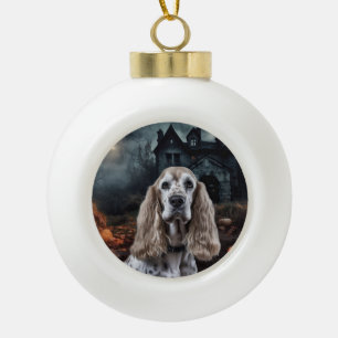 Cocker Spaniel Halloween Scary Ceramic Ball Christmas Ornament