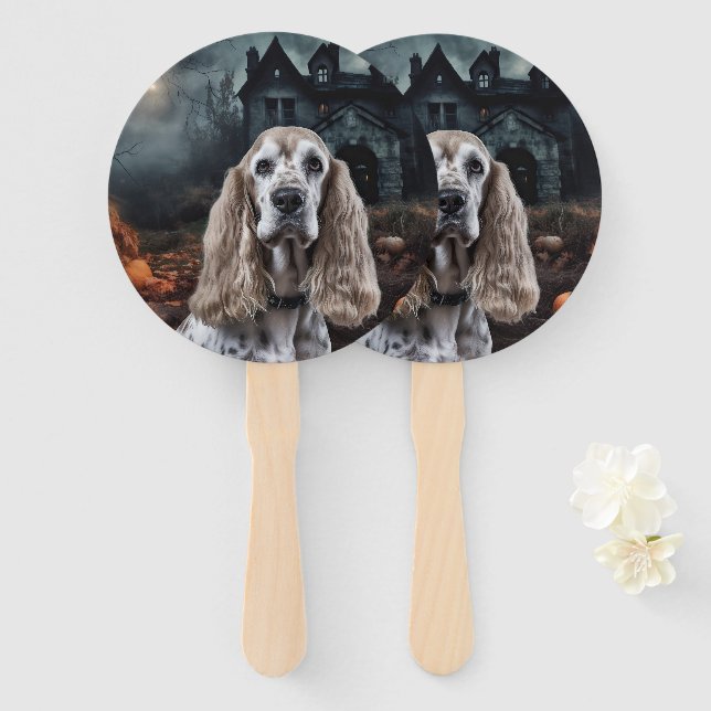 Cocker Spaniel Halloween Scary Hand Fan (Front and Back)