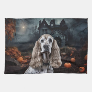 Cocker Spaniel Halloween Scary Tea Towel