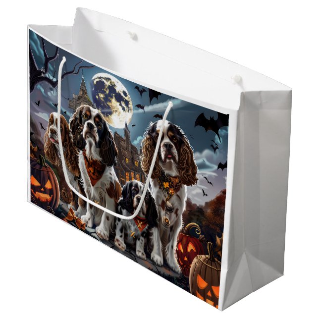 Cocker Spaniel Halloween Spooky Large Gift Bag (Front Angled)