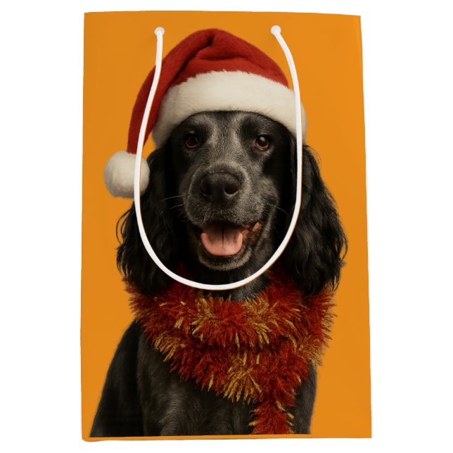 Cocker Spaniel Happy Christmas card Medium Gift Bag (Front)