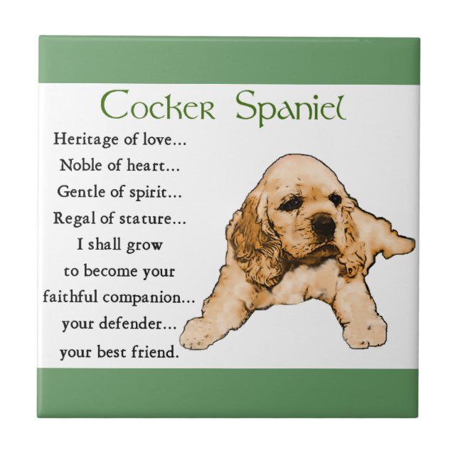 Cocker Spaniel Heritage of Love Tile (Front)
