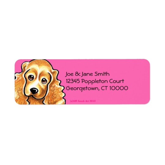 Cocker Spaniel Hot Pink Return Address Label
