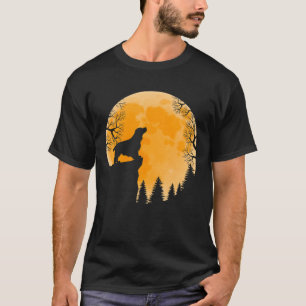 Cocker Spaniel Howls In Forest Halloween Moon Dog T-Shirt