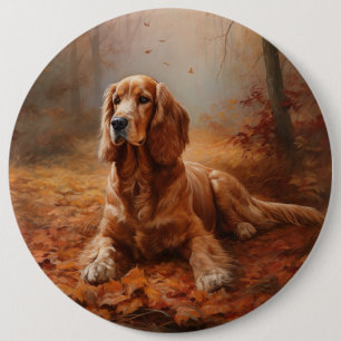 Cocker Spaniel in Autumn Leaves Fall Inspire 6 Cm Round Badge