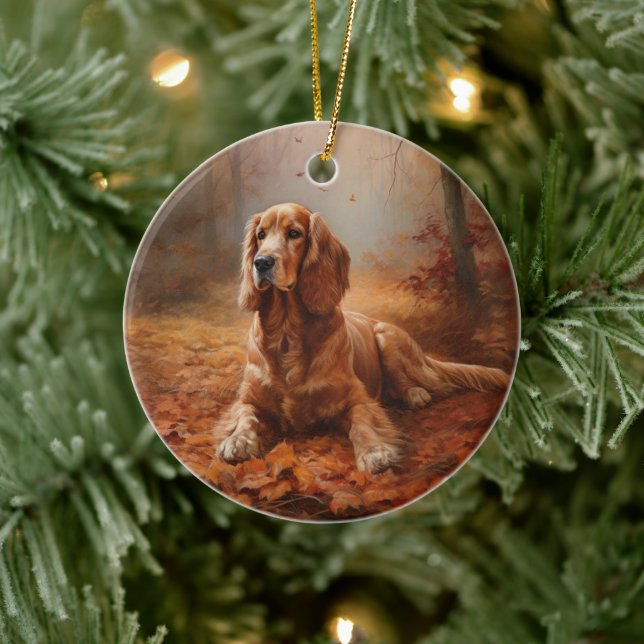 Cocker Spaniel in Autumn Leaves Fall Inspire Ceramic Tree Decoration (Tree)