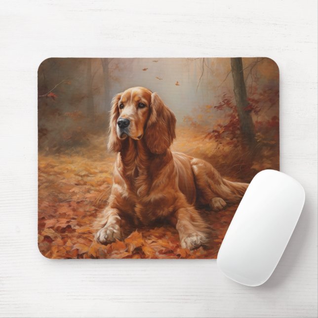 Cocker Spaniel in Autumn Leaves Fall Inspire Mouse Mat (With Mouse)
