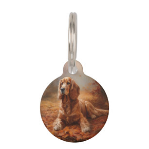Cocker Spaniel in Autumn Leaves Fall Inspire Pet Tag