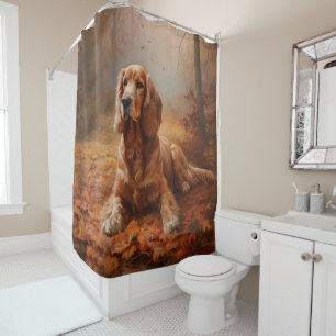 Cocker Spaniel in Autumn Leaves Fall Inspire Shower Curtain