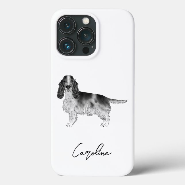 Cocker Spaniel In Black And White & Custom Name Case-Mate iPhone Case (Back)