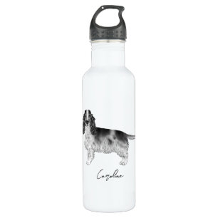 Cocker Spaniel In Black And White & Custom Text 710 Ml Water Bottle