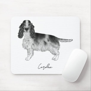 Cocker Spaniel In Black And White & Custom Text Mouse Mat