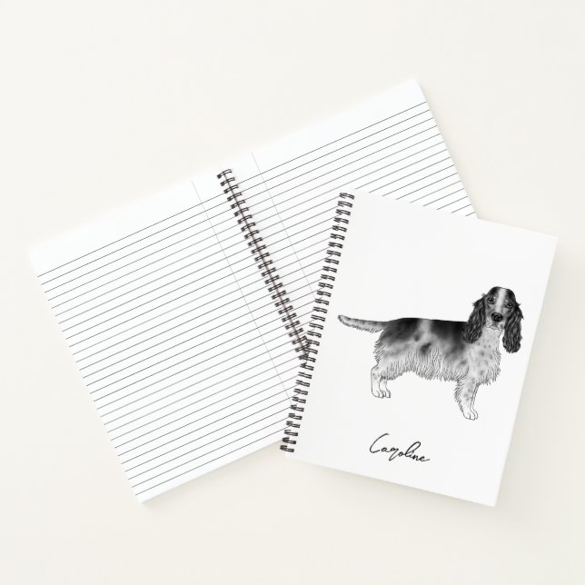 Cocker Spaniel In Black And White & Custom Text Notebook (Inside)