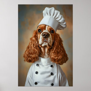 Cocker Spaniel In Chefs Hat Poster, Pet Poster