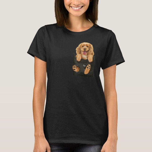 Cocker Spaniel in Pocket Puppy Dog T-Shirt Gifts (Front)