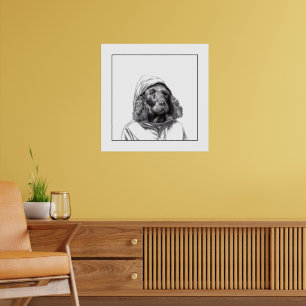 Cocker Spaniel in Rain Coat (Snow) Poster