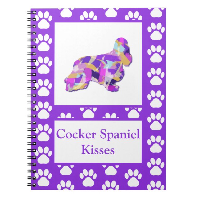 Cocker Spaniel Kisses Dog Silhouette PurplePY&B Notebook (Front)