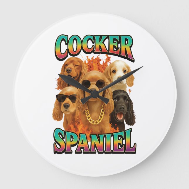 Cocker Spaniel  Large Clock (Front)