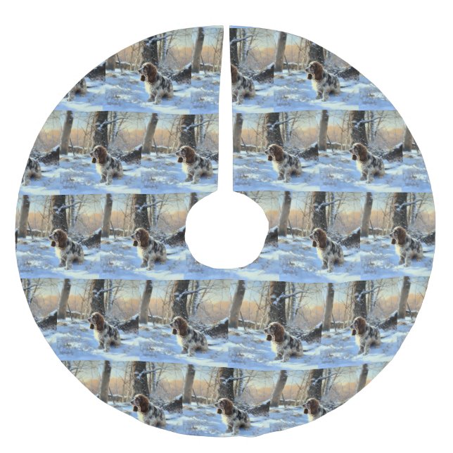 Cocker Spaniel Let It Snow Christmas  Brushed Polyester Tree Skirt (Front)