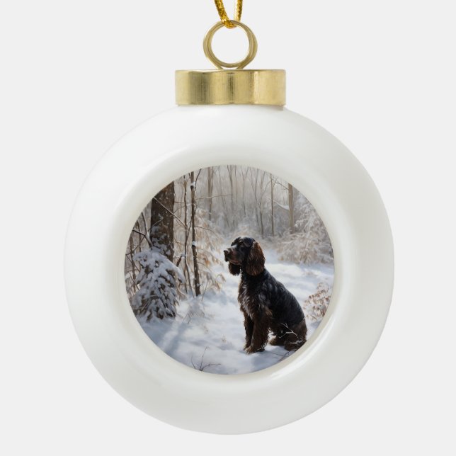 Cocker Spaniel Let It Snow Christmas  Ceramic Ball Christmas Ornament (Front)
