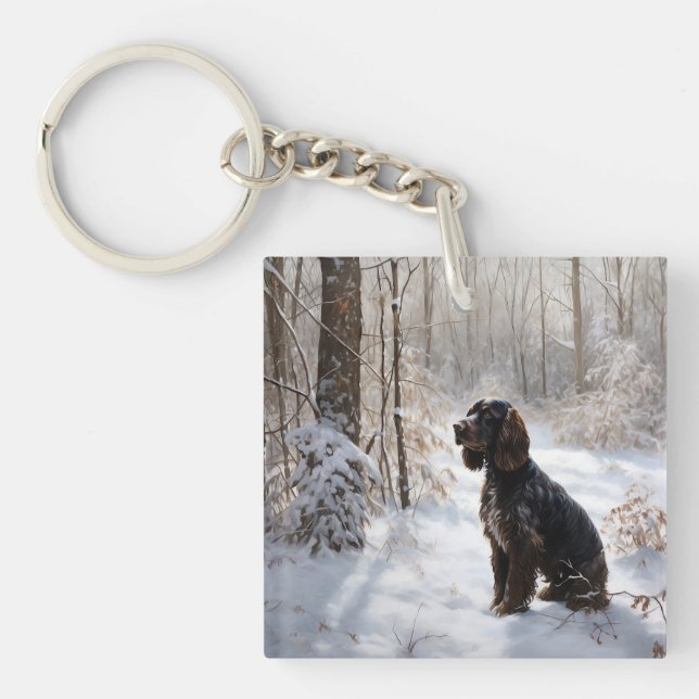 Cocker Spaniel Let It Snow Christmas  Key Ring (Front)