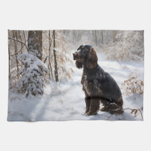 Cocker Spaniel Let It Snow Christmas Tea Towel