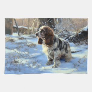 Cocker Spaniel Let It Snow Christmas Tea Towel