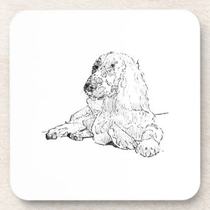 Cocker Spaniel Line Drawing Art Dog  Coaster