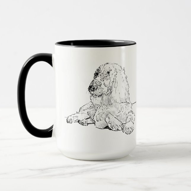Cocker Spaniel Line Drawing Art Dog Coffee Mug (Left)