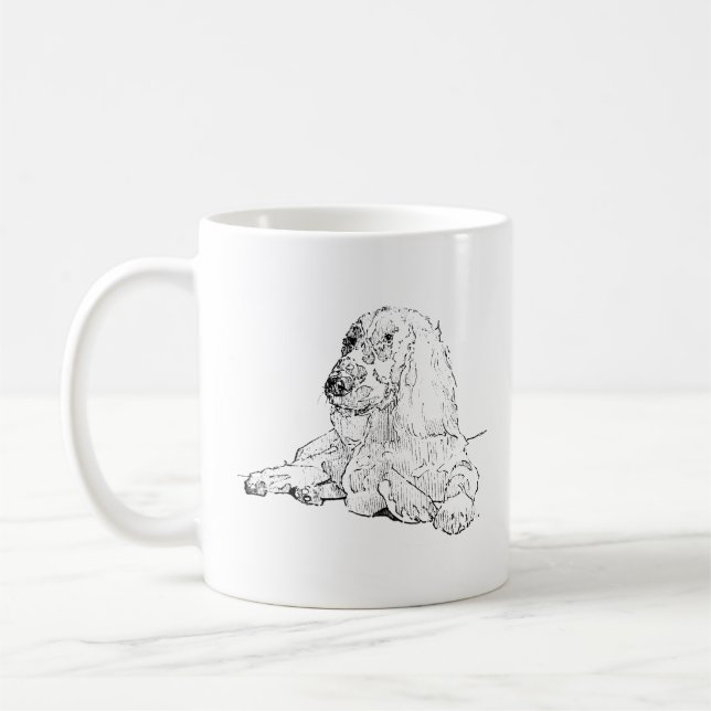 Cocker Spaniel Line Drawing Art Dog Coffee Mug (Left)