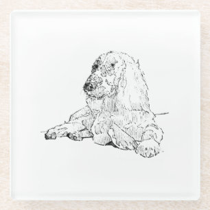 Cocker Spaniel Line Drawing Art Dog  Glass Coaster