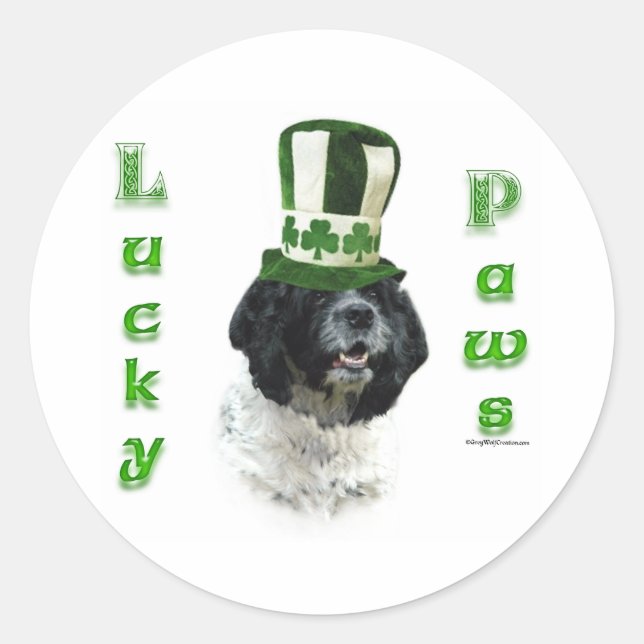Cocker Spaniel Lucky Paws Classic Round Sticker (Front)
