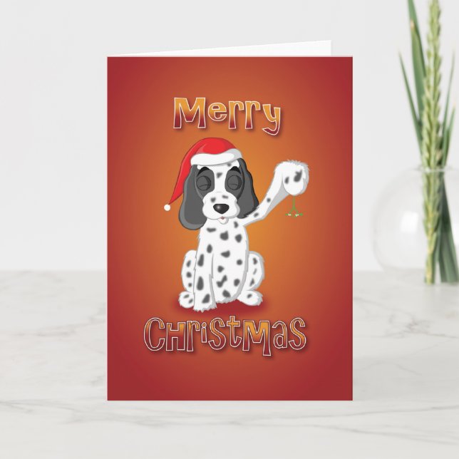 cocker spaniel - mistletoe - merry christmas holiday card (Front)