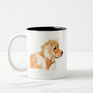 Cocker Spaniel Mug, Dog Mom Coffee Watercolor Two-Tone Coffee Mug