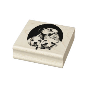 Cocker Spaniel Mum Dog And puppies animal pets art Rubber Stamp