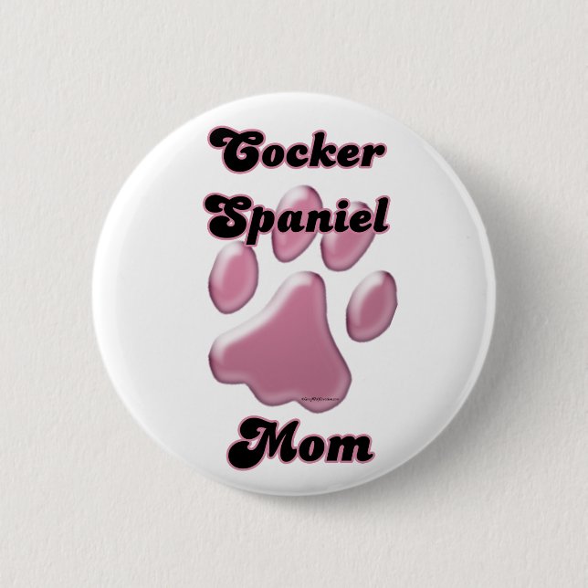 Cocker Spaniel Mum Pink Pawprint  - Button (Front)